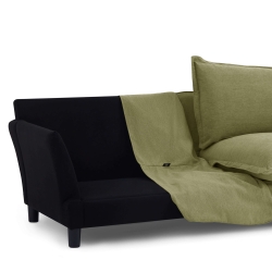 Canapé droit fixe déhoussable IROKO 3 places tissu vert