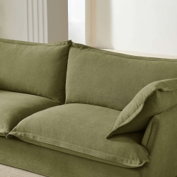 Canapé droit fixe déhoussable IROKO 3 places tissu vert