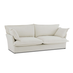 Canapé droit fixe déhoussable IROKO 3 places tissu beige