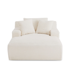 Canapé droit profond fixe et compressé KENEDY 1 place velours côtelé beige