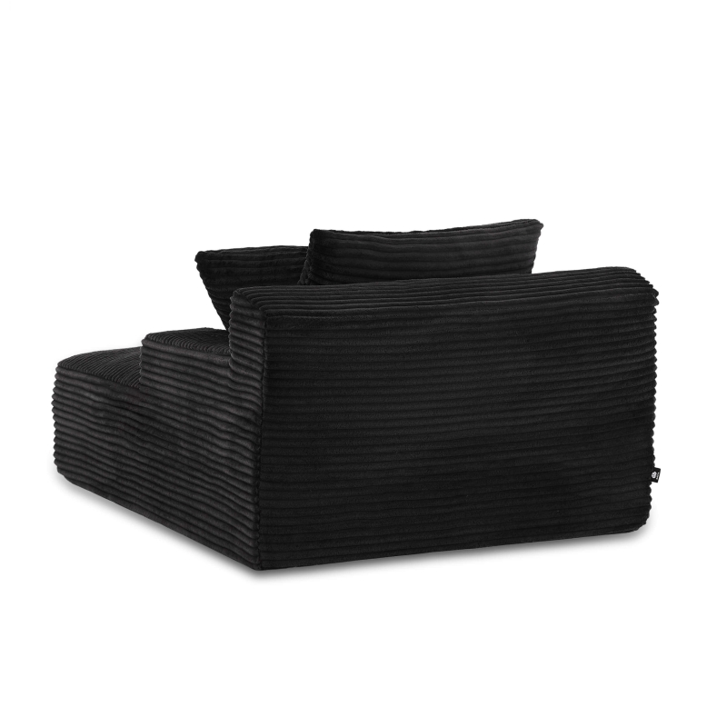 Canapé droit profond fixe et compressé KENEDY 1 place velours côtelé gris