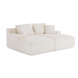 Canapé droit profond fixe et compressé KENEDY 3 places velours côtelé beige