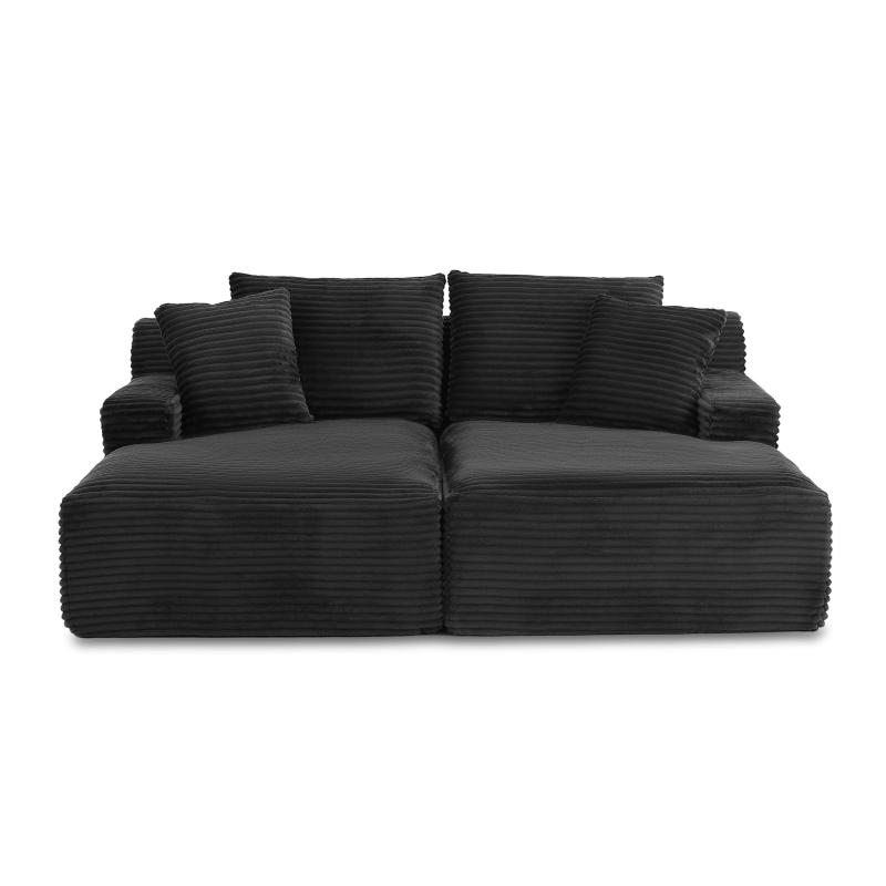 Canapé droit profond fixe et compressé KENEDY 3 places velours côtelé gris