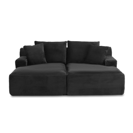 Canapé droit profond fixe et compressé KENEDY 3 places velours côtelé gris