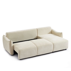 Canapé d'angle convertible et réversible 4 places OPALINE tissu beige