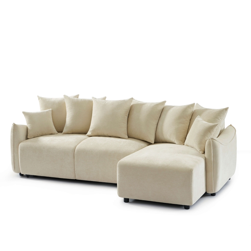 Canapé d'angle convertible et réversible 4 places OPALINE tissu beige