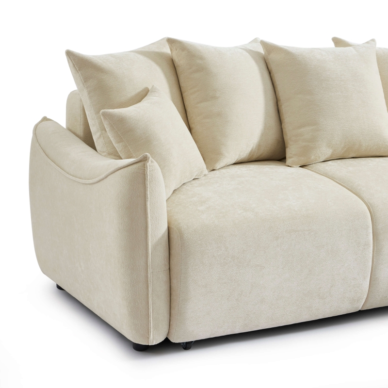 Canapé d'angle convertible et réversible 4 places OPALINE tissu beige