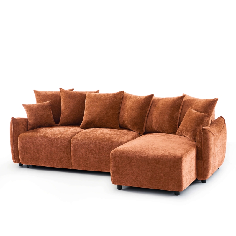 Canapé d'angle convertible et réversible 4 places OPALINE tissu terracotta