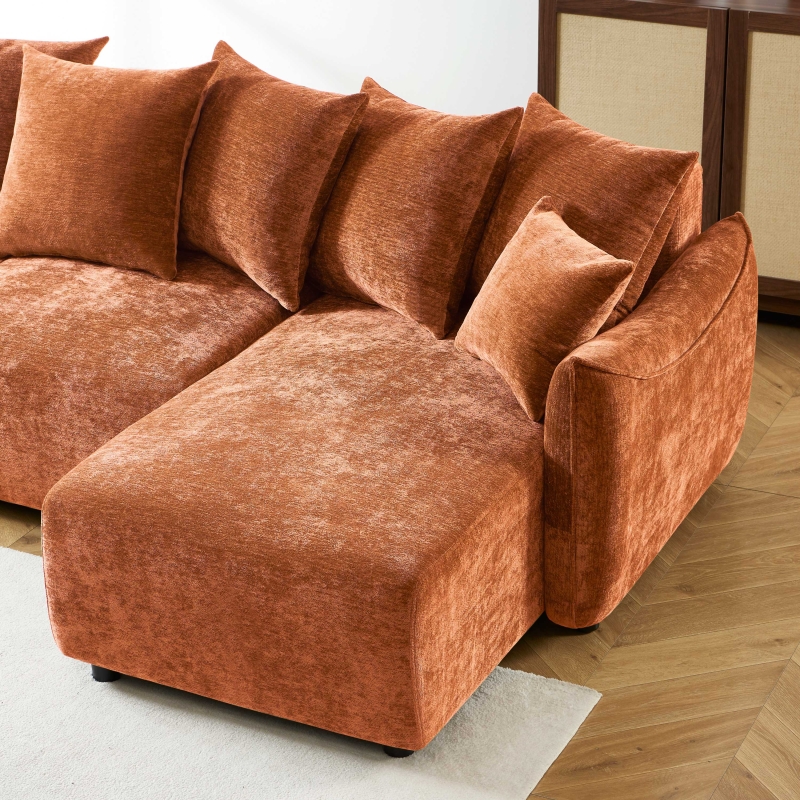 Canapé d'angle convertible et réversible 4 places OPALINE tissu terracotta