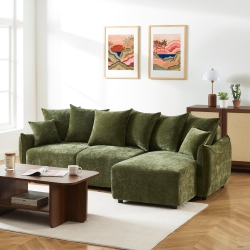 Canapé d'angle convertible et réversible 4 places OPALINE tissu vert
