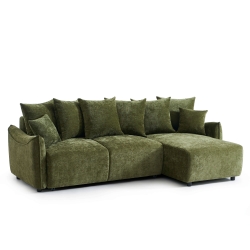Canapé d'angle convertible et réversible 4 places OPALINE tissu vert