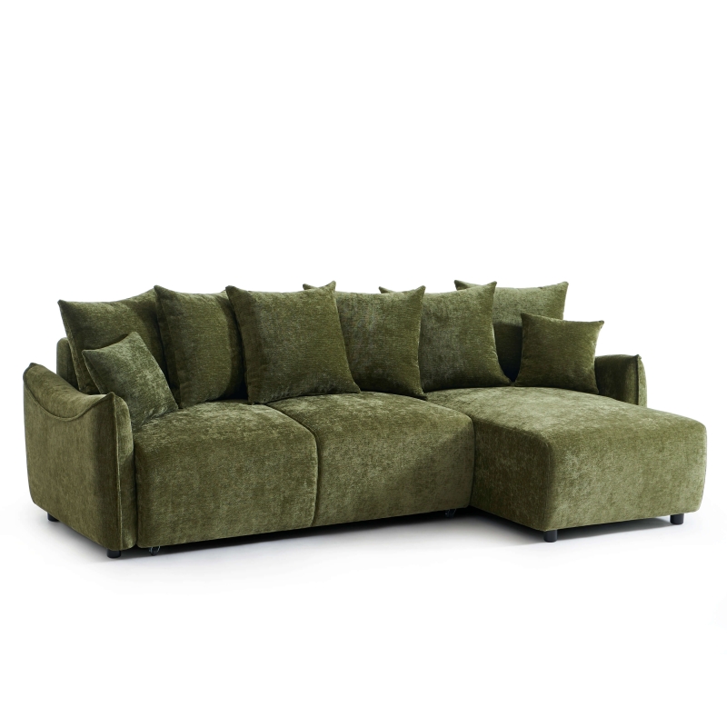 Canapé d'angle convertible et réversible 4 places OPALINE tissu vert