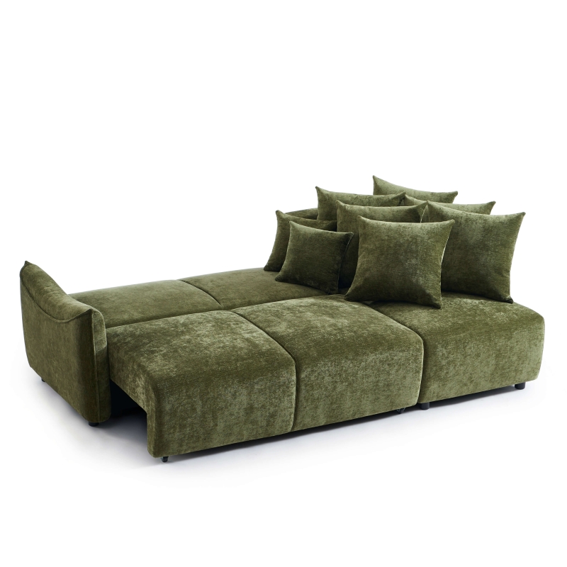 Canapé d'angle convertible et réversible 4 places OPALINE tissu vert