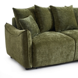 Canapé d'angle convertible et réversible 4 places OPALINE tissu vert