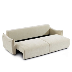 Canapé droit convertible OPALINE 3 places tissu beige