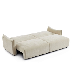 Canapé droit convertible OPALINE 3 places tissu beige