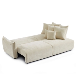 Canapé droit convertible OPALINE 3 places tissu beige