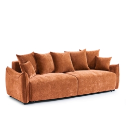 Canapé droit convertible OPALINE 3 places tissu terracotta