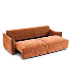 Canapé droit convertible OPALINE 3 places tissu terracotta