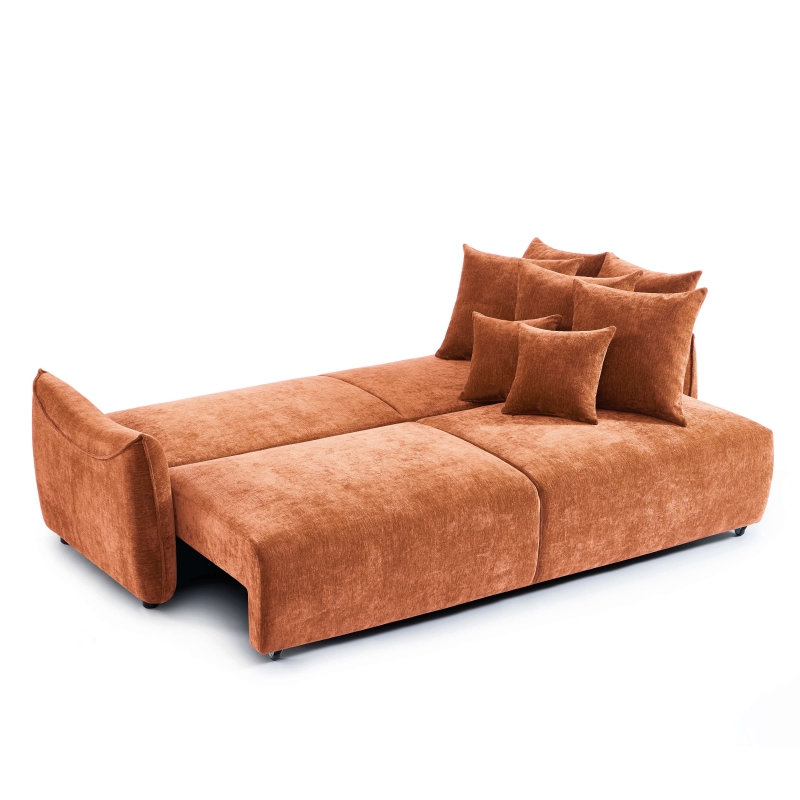 Canapé droit convertible OPALINE 3 places tissu terracotta