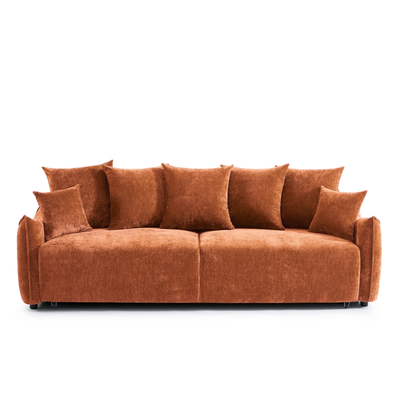 Canapé droit convertible OPALINE 3 places tissu terracotta