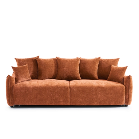 Canapé droit convertible OPALINE 3 places tissu terracotta