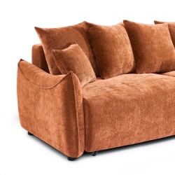 Canapé droit convertible OPALINE 3 places tissu terracotta