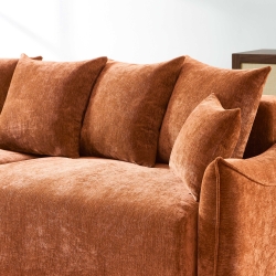 Canapé droit convertible OPALINE 3 places tissu terracotta