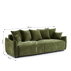 Canapé droit convertible OPALINE 3 places tissu vert