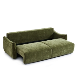 Canapé droit convertible OPALINE 3 places tissu vert
