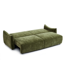Canapé droit convertible OPALINE 3 places tissu vert