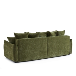 Canapé droit convertible OPALINE 3 places tissu vert