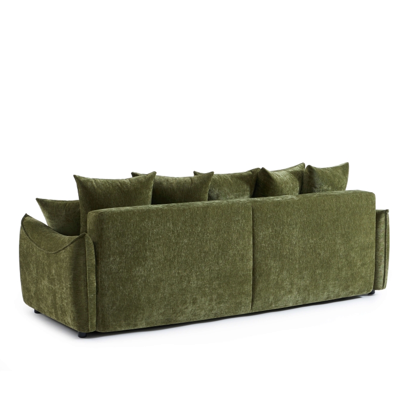 Canapé droit convertible OPALINE 3 places tissu vert