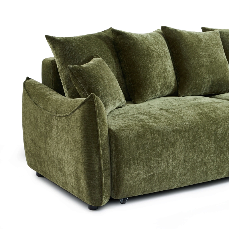 Canapé droit convertible OPALINE 3 places tissu vert