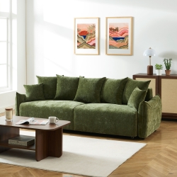 Canapé droit convertible OPALINE 3 places tissu vert