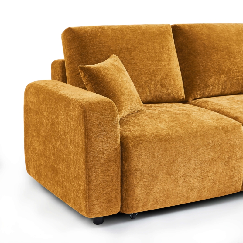 Canapé d'angle convertible et réversible LIVIO 4 places tissu jaune