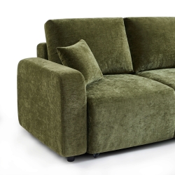 Canapé d'angle convertible et réversible LIVIO 4 places tissu vert