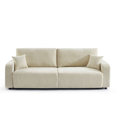 Canapé droit convertible LIVIO 3 places tissu beige