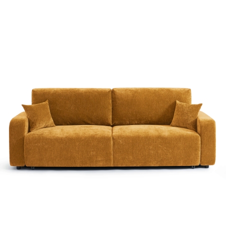 Canapé droit convertible LIVIO 3 places tissu jaune