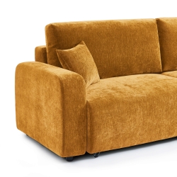 Canapé droit convertible LIVIO 3 places tissu jaune