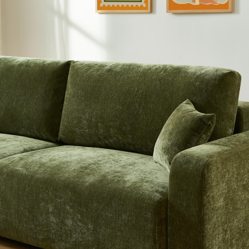 Canapé droit convertible LIVIO 3 places tissu vert