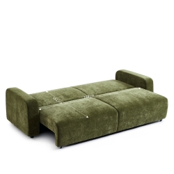 Canapé droit convertible LIVIO 3 places tissu vert