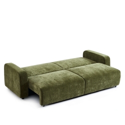 Canapé droit convertible LIVIO 3 places tissu vert