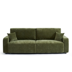 Canapé droit convertible LIVIO 3 places tissu vert