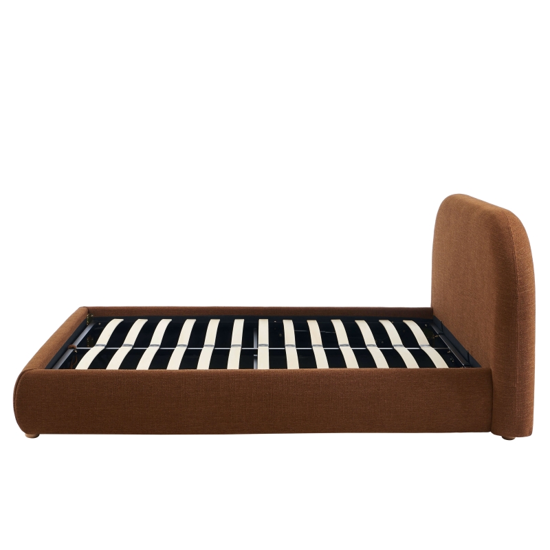 Lit coffre JELLY 160x200 tissu bouclette marron sommier inclus