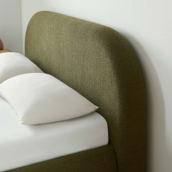 Lit coffre JELLY 160x200 tissu bouclette vert sommier inclus