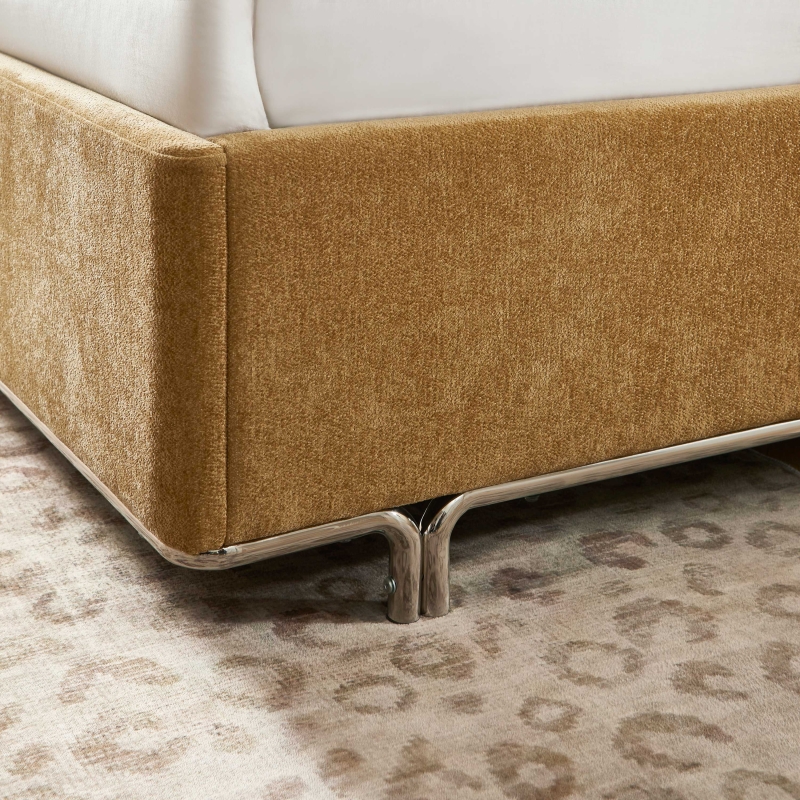 Lit coffre MAGGY 160x200 tissu chenille marron sommier inclus