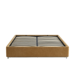 Lit coffre MAGGY 160x200 tissu chenille marron sommier inclus