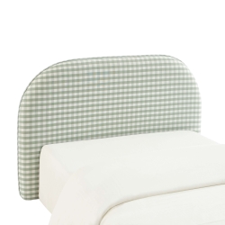 Tête de lit LOUISON tissu vichy vert et blanc 90 cm
