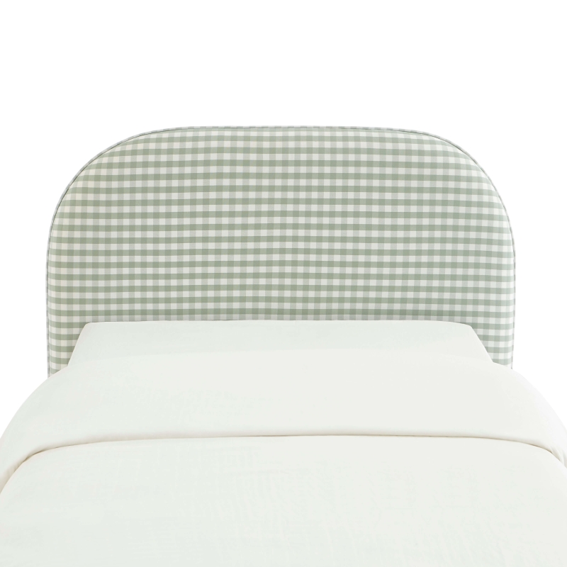 Tête de lit LOUISON tissu vichy vert et blanc 90 cm